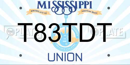 T83TDT Mississippi License Plate