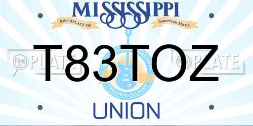 T83TOZ Mississippi License Plate
