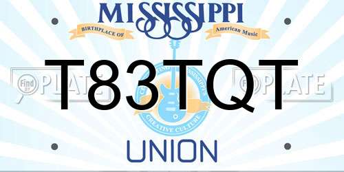 T83TQT Mississippi License Plate