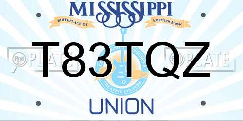 T83TQZ Mississippi License Plate