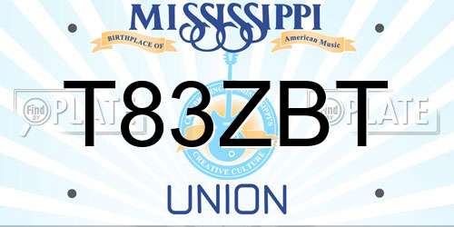 T83ZBT Mississippi License Plate