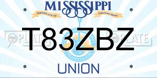 T83ZBZ Mississippi License Plate