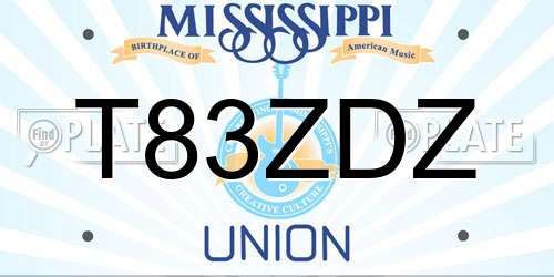 T83ZDZ Mississippi License Plate