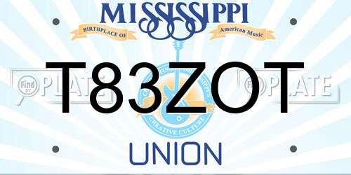 T83ZOT Mississippi License Plate