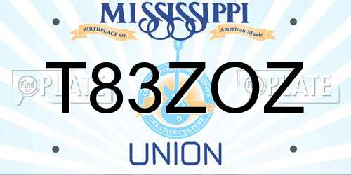T83ZOZ Mississippi License Plate
