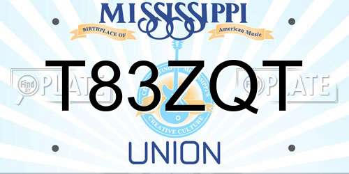 T83ZQT Mississippi License Plate
