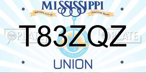 T83ZQZ Mississippi License Plate