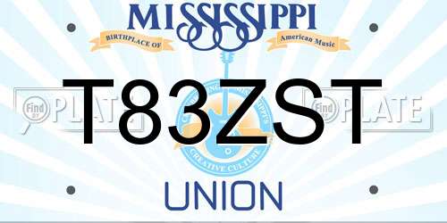 T83ZST Mississippi License Plate