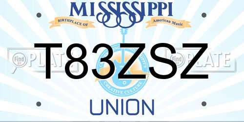 T83ZSZ Mississippi License Plate