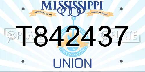 T842437 Mississippi License Plate