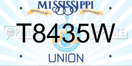 T8435W Mississippi License Plate