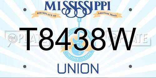 T8438W Mississippi License Plate
