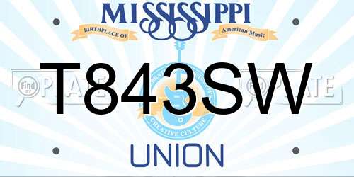 T843SW Mississippi License Plate