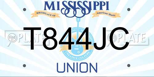 T844JC Mississippi License Plate
