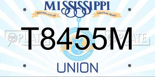 T8455M Mississippi License Plate
