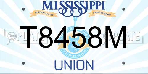 T8458M Mississippi License Plate