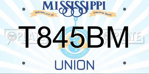 T845BM Mississippi License Plate