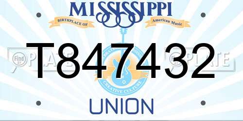 T847432 Mississippi License Plate