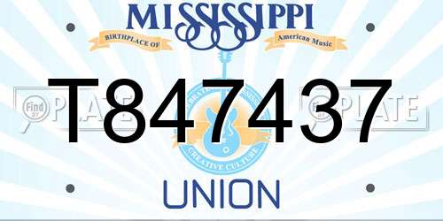 T847437 Mississippi License Plate