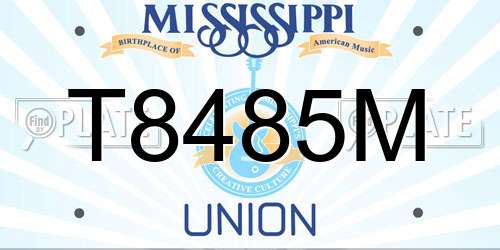 T8485M Mississippi License Plate