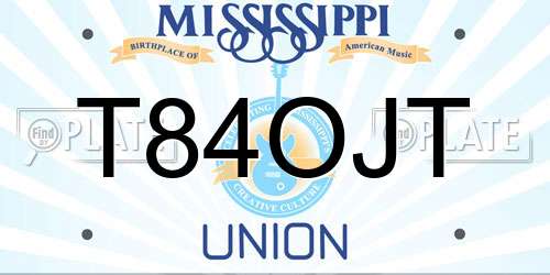 T84OJT Mississippi License Plate
