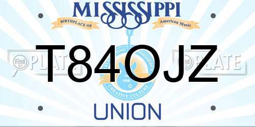 T84OJZ Mississippi License Plate