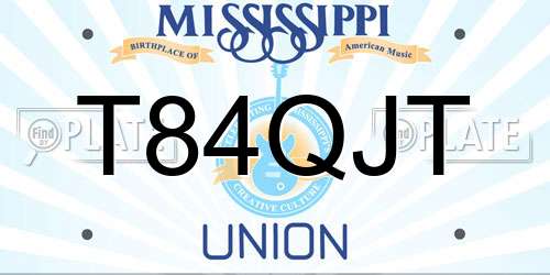T84QJT Mississippi License Plate