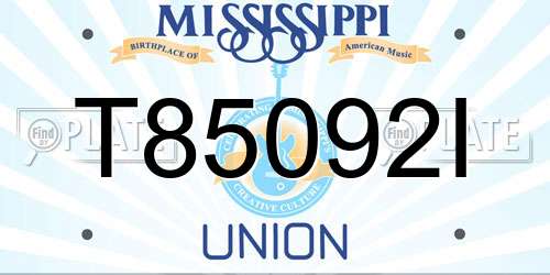 T85092I Mississippi License Plate