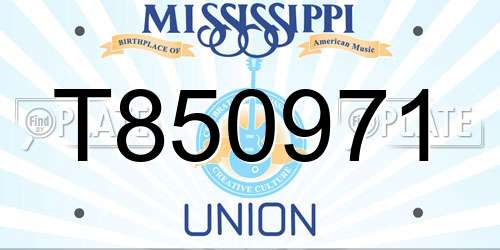 T850971 Mississippi License Plate