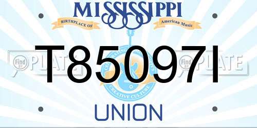 T85097I Mississippi License Plate