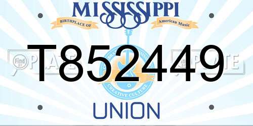 T852449 Mississippi License Plate