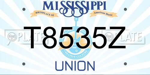 T8535Z Mississippi License Plate
