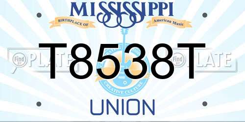 T8538T Mississippi License Plate