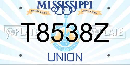 T8538Z Mississippi License Plate