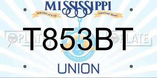 T853BT Mississippi License Plate