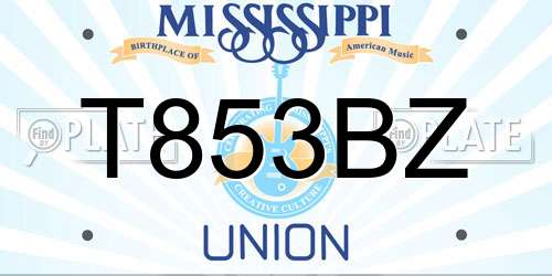 T853BZ Mississippi License Plate