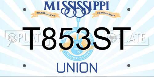 T853ST Mississippi License Plate