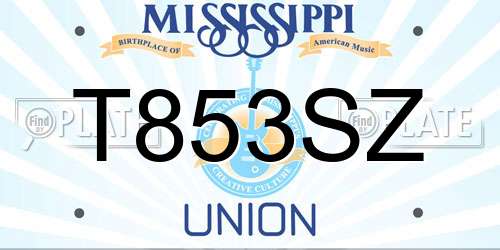 T853SZ Mississippi License Plate