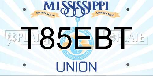 T85EBT Mississippi License Plate