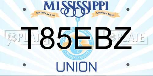 T85EBZ Mississippi License Plate