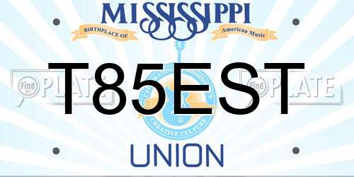 T85EST Mississippi License Plate