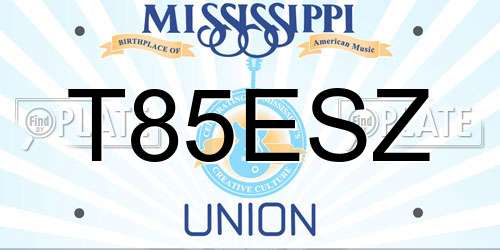 T85ESZ Mississippi License Plate