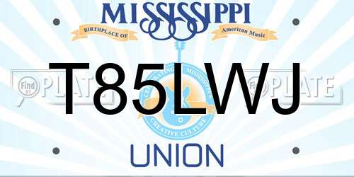 T85LWJ Mississippi License Plate