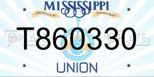 T860330 Mississippi License Plate
