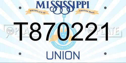 T870221 Mississippi License Plate