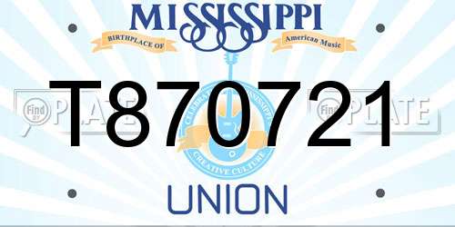 T870721 Mississippi License Plate
