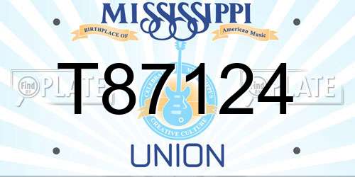 T87124 Mississippi License Plate