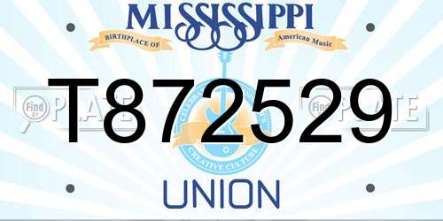 T872529 Mississippi License Plate