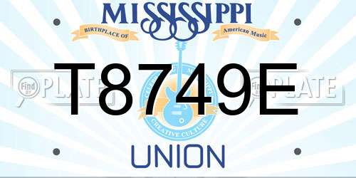 T8749E Mississippi License Plate
