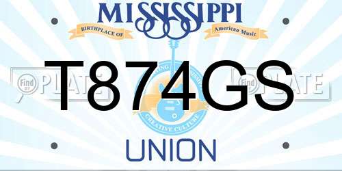 T874GS Mississippi License Plate